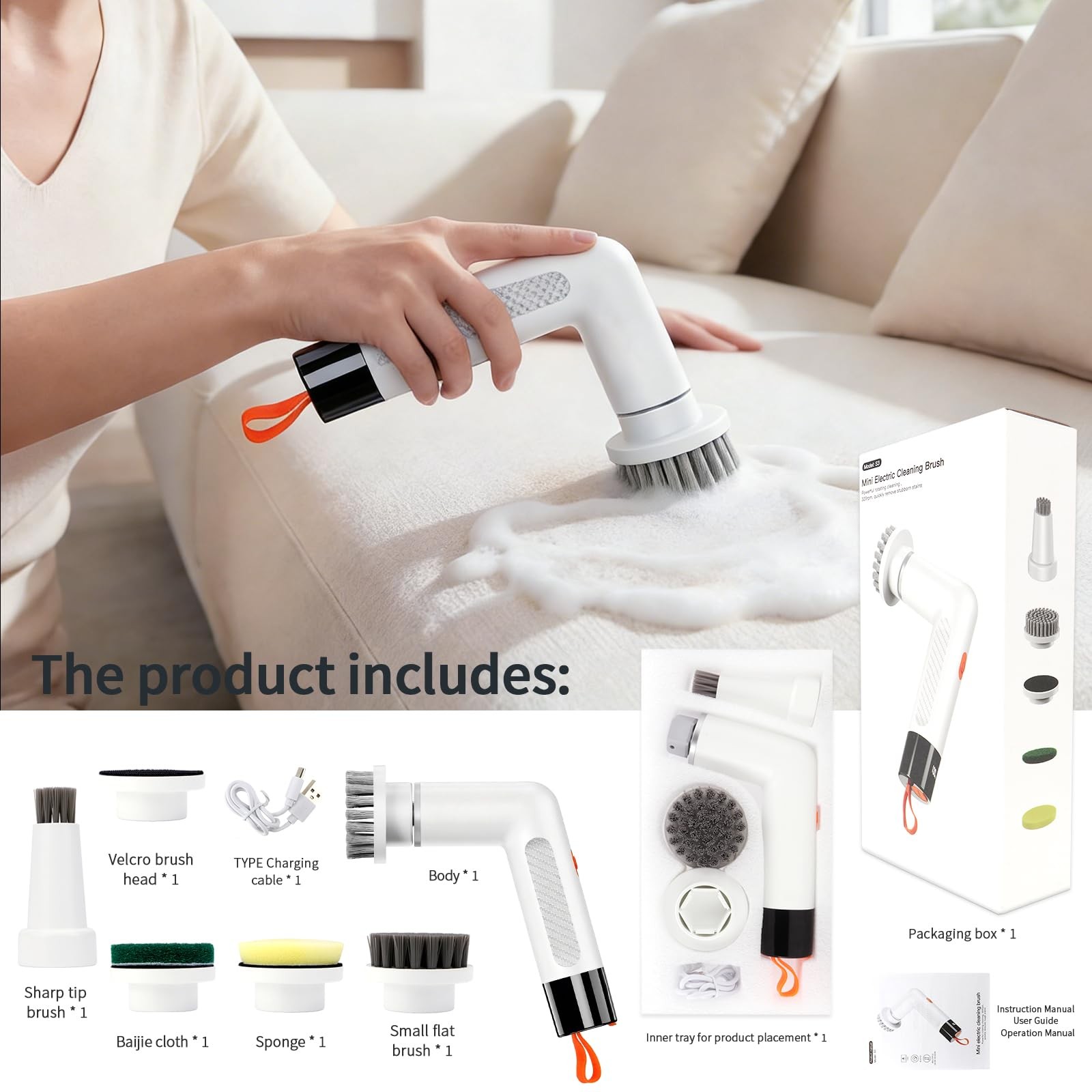 xoermioy 6-in-1 Electric Spin Scrubber with 5 Brush Heads – Cordless, Recharg…