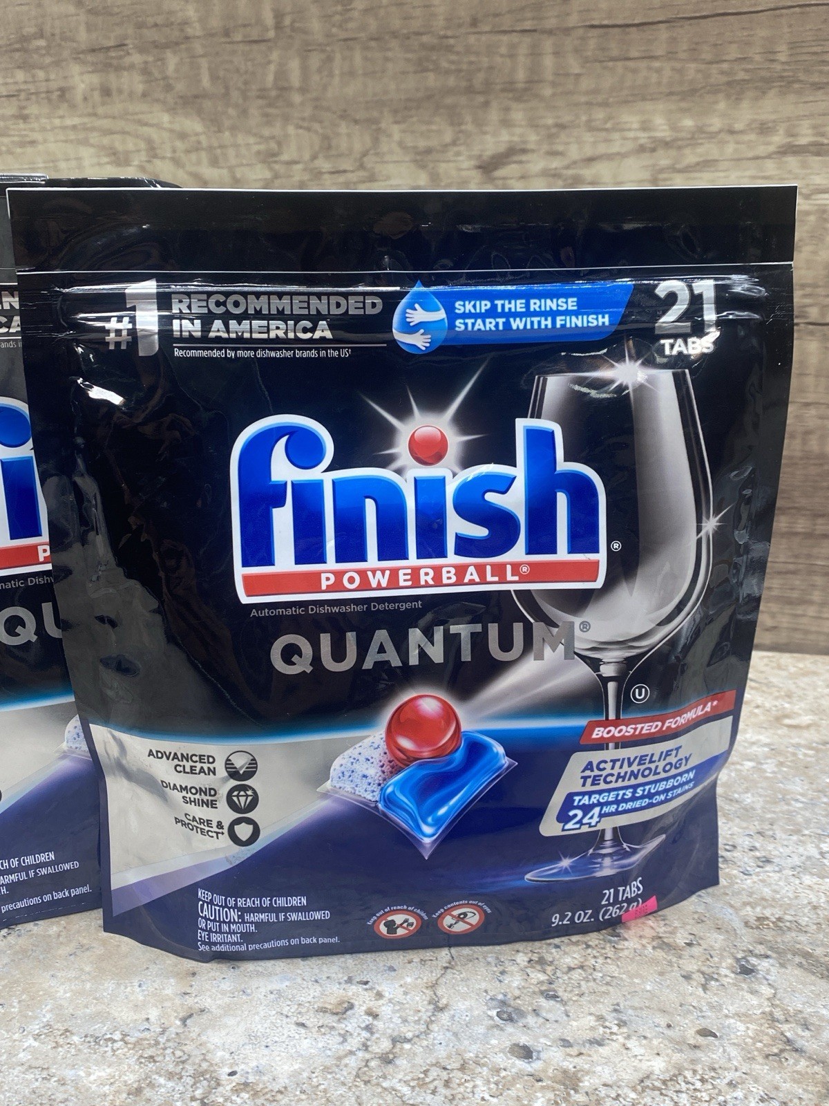 Finish POWERBALL QUANTUM Dishwasher Detergent Diamond Shine Advance Cleaner 21ct
