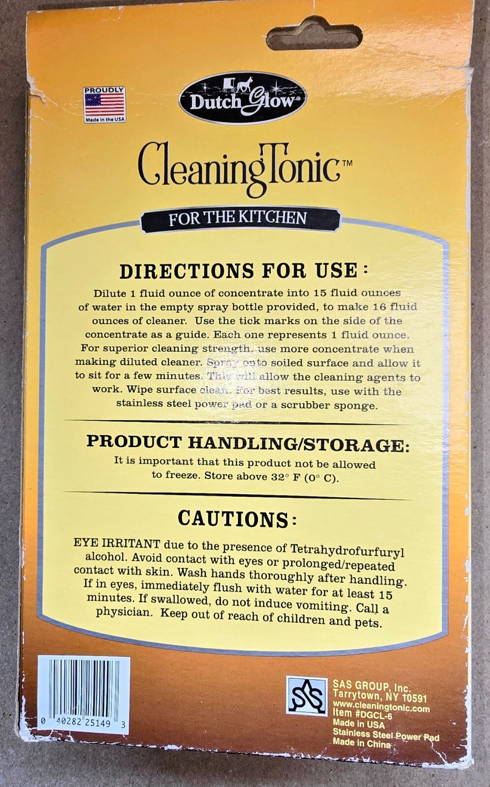 Dutch Glow Cleaning Tonic Kitchen Kit 8 oz Concentrate & Spray Bottle & Scrubber
