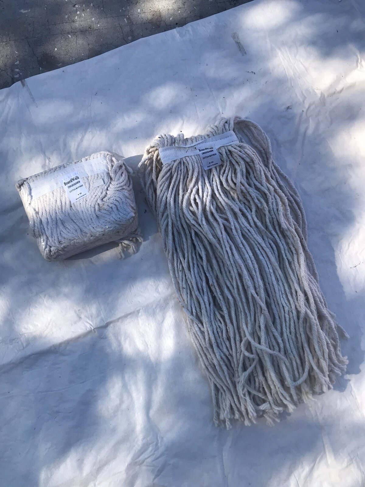 Boardwalk Cut-End Wet Cotton Mop Head No. 32 & No. 24 White 2 Lot New