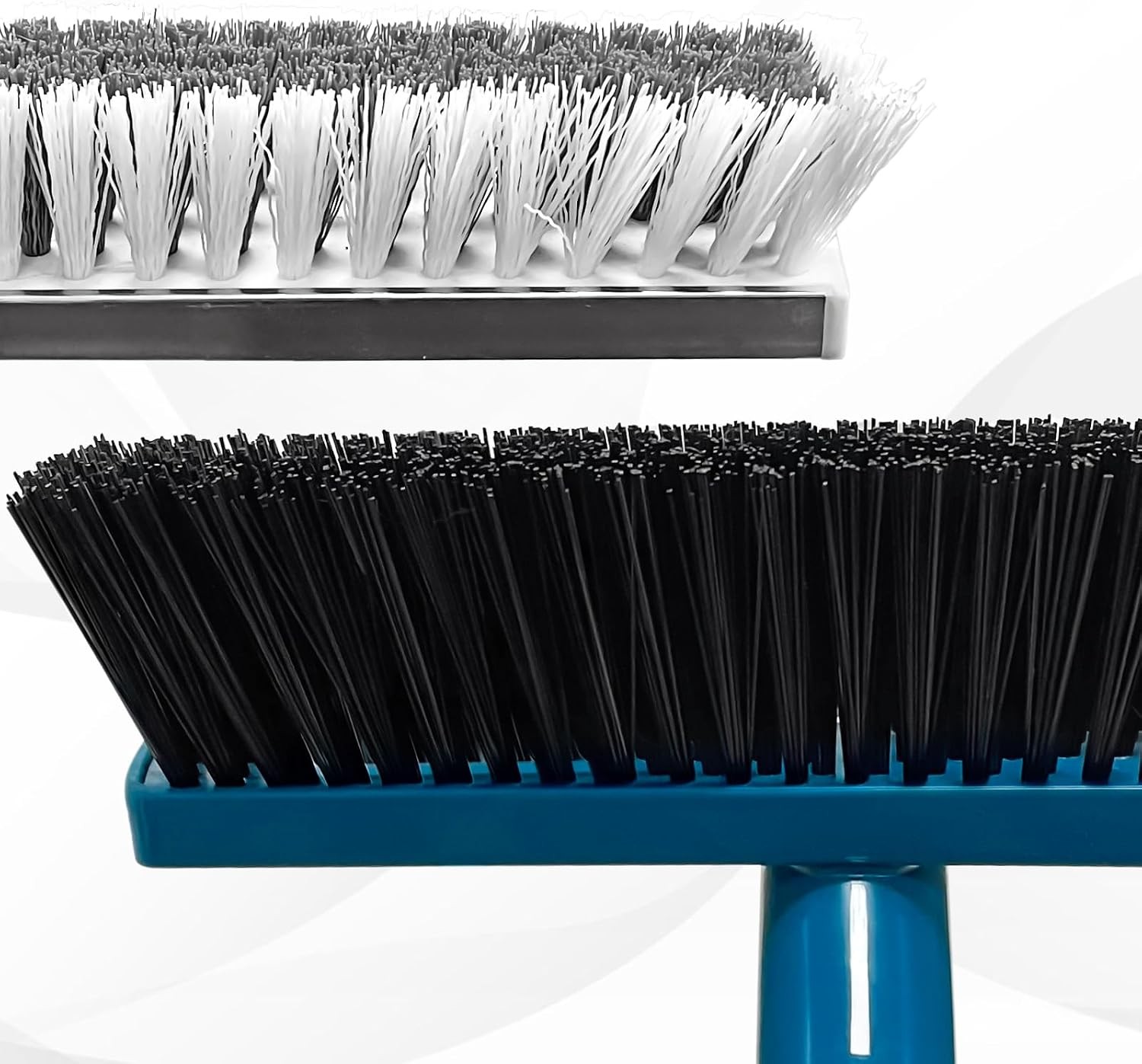 Stiff Bristle Deck Brushes for Scrubbing Heavy Duty with Rubber Scrape Squeegee,