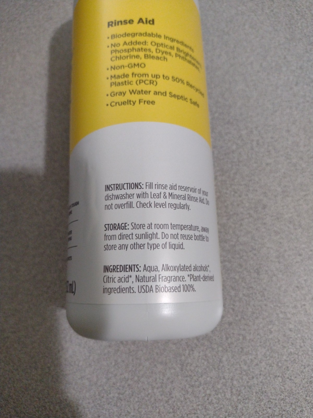 Leaf & Mineral Rinse Aid for Dishwasher – Lemon & Tangerine – 18 fl oz (532 mL)