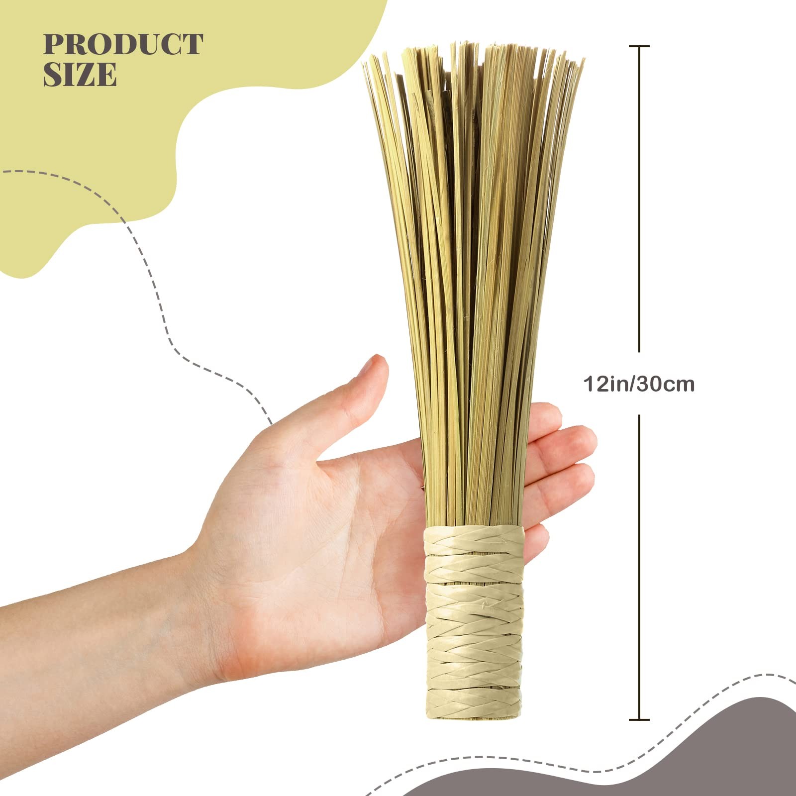 12 Inches Wok Brush Cleaning Whisk Bamboo Scrub Brush Kitchen Cleaning Bamboo Po