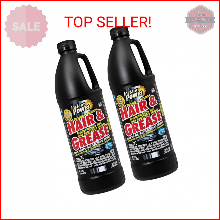 Instant Power Hair and Grease Drain Cleaner – Shower Drain & Sink Cleaner, Liqui