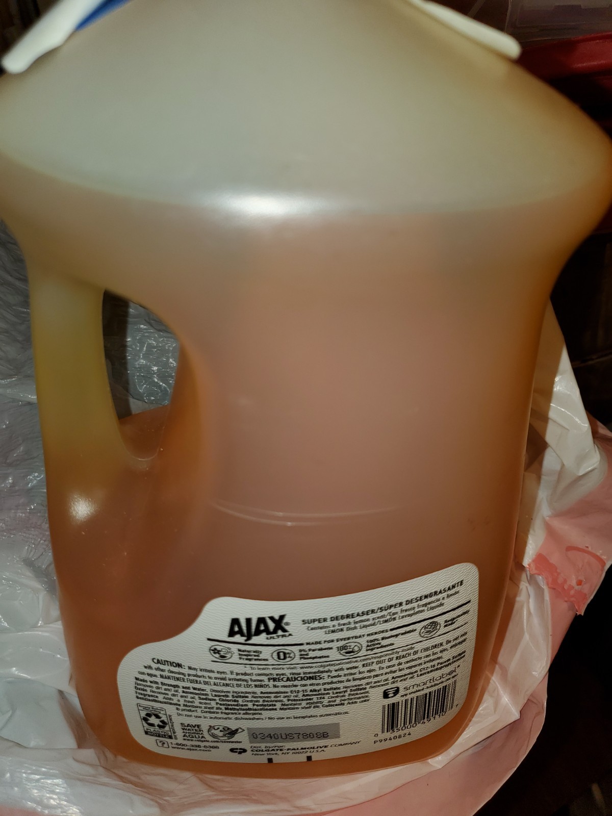 AJAX LEMON ULTRA with 100% SUPER DEGREASER DISH LIQUID 90 FL OZ (2.81 QT) 2.66L