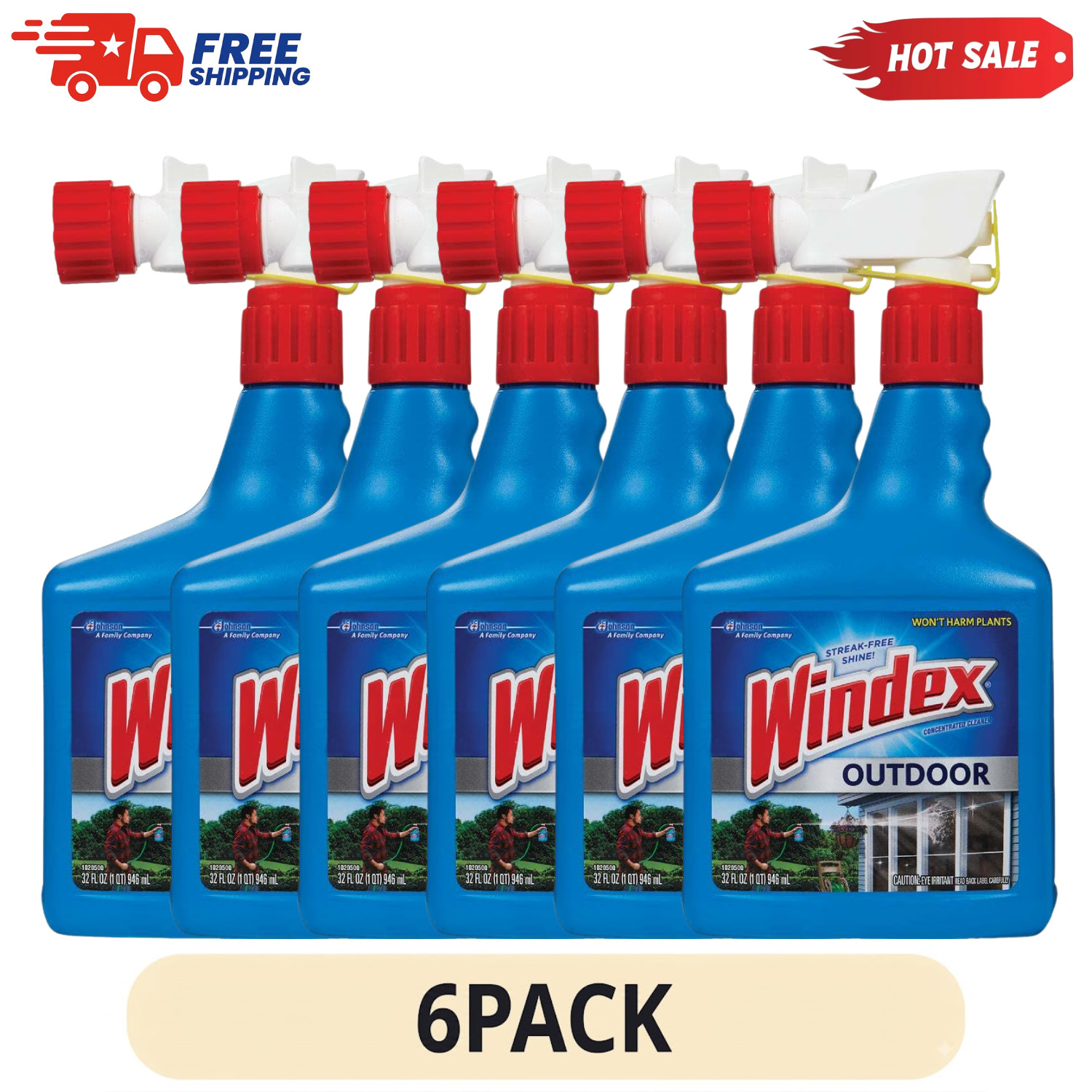 6 Pack Windex Outdoor Window Cleaner Concentrate 32 oz Hose End Glass Cleaner