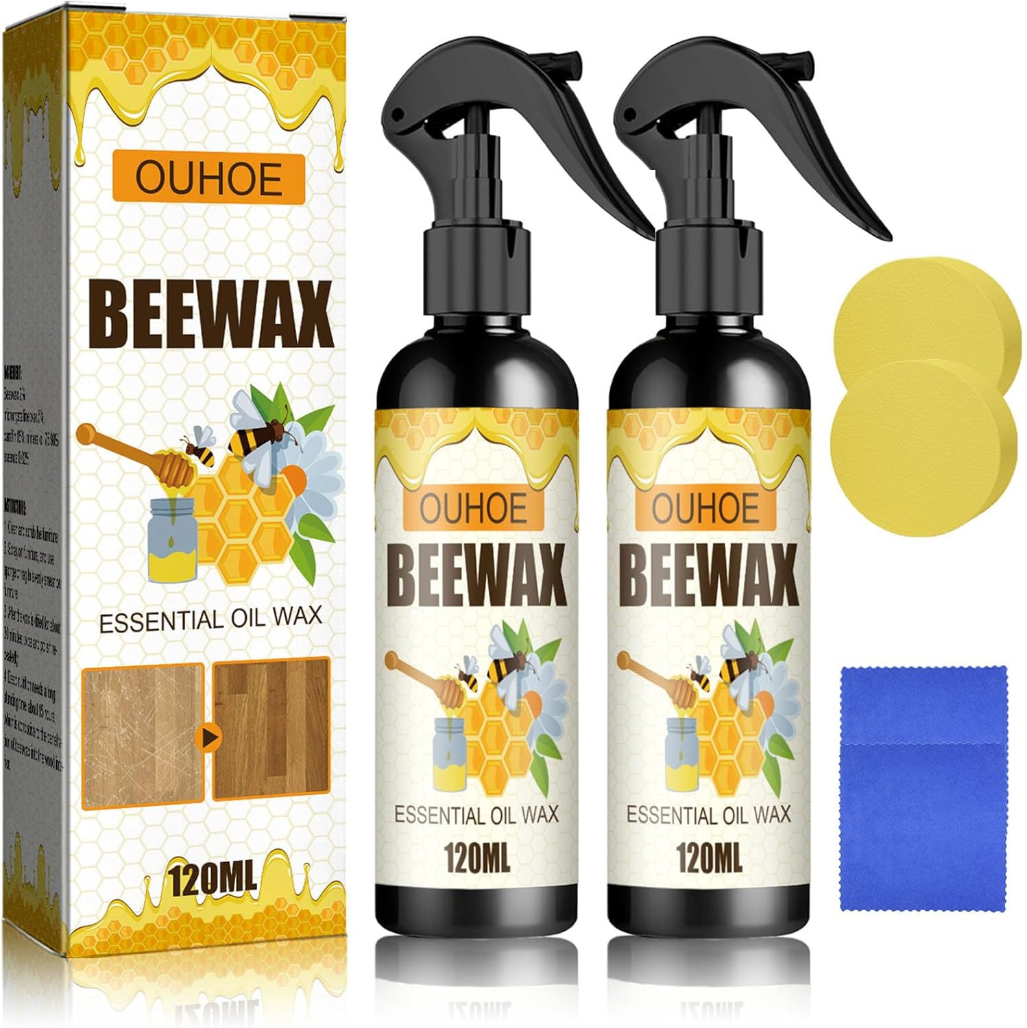 2PCS Natural Beeswax Spray, Beeswax Spray Cleaner, Beeswax Furniture Polish, the