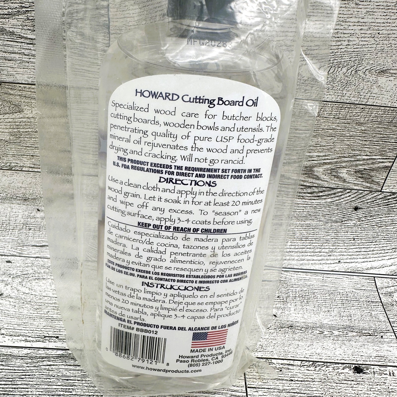 Brand New Sealed Howard Cutting Board Oil 2 Bottles @ 12 FL OZ #BBB012