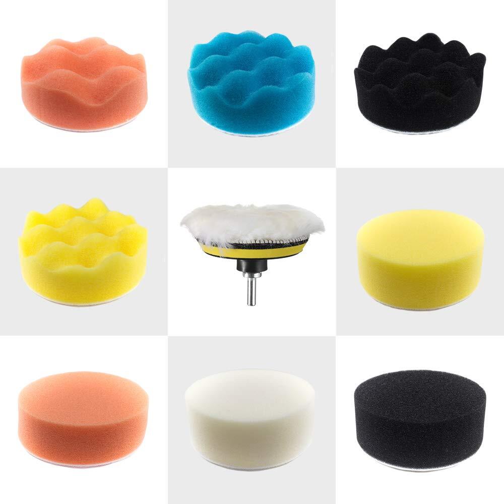 Car Polishers and Buffers Kit 11-PCs Polishing Pad Kit 3-in Polishing Wheel f…