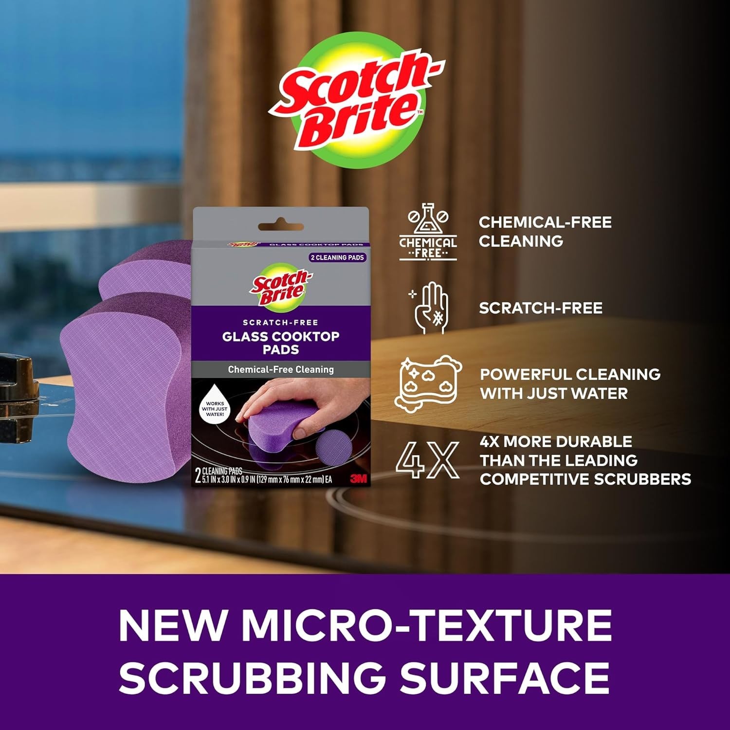 Scratch-Free Cooktop Cleaning Pads, Non-Abrasive Scrubbers for Glass Stovetops