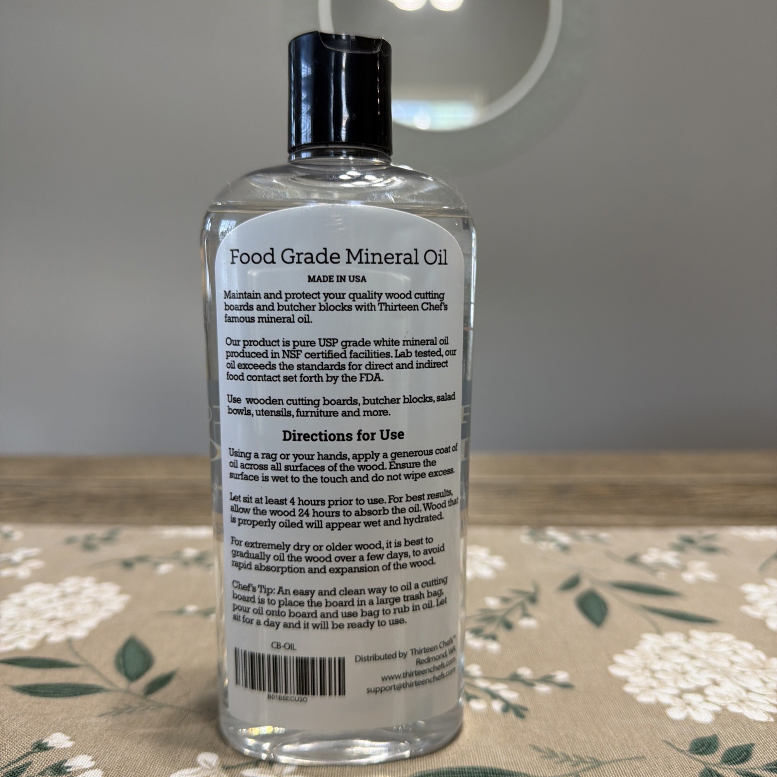Thirteen Chefs Mineral Oil – 12 oz Food Grade Conditioner for Wood Cutting Board