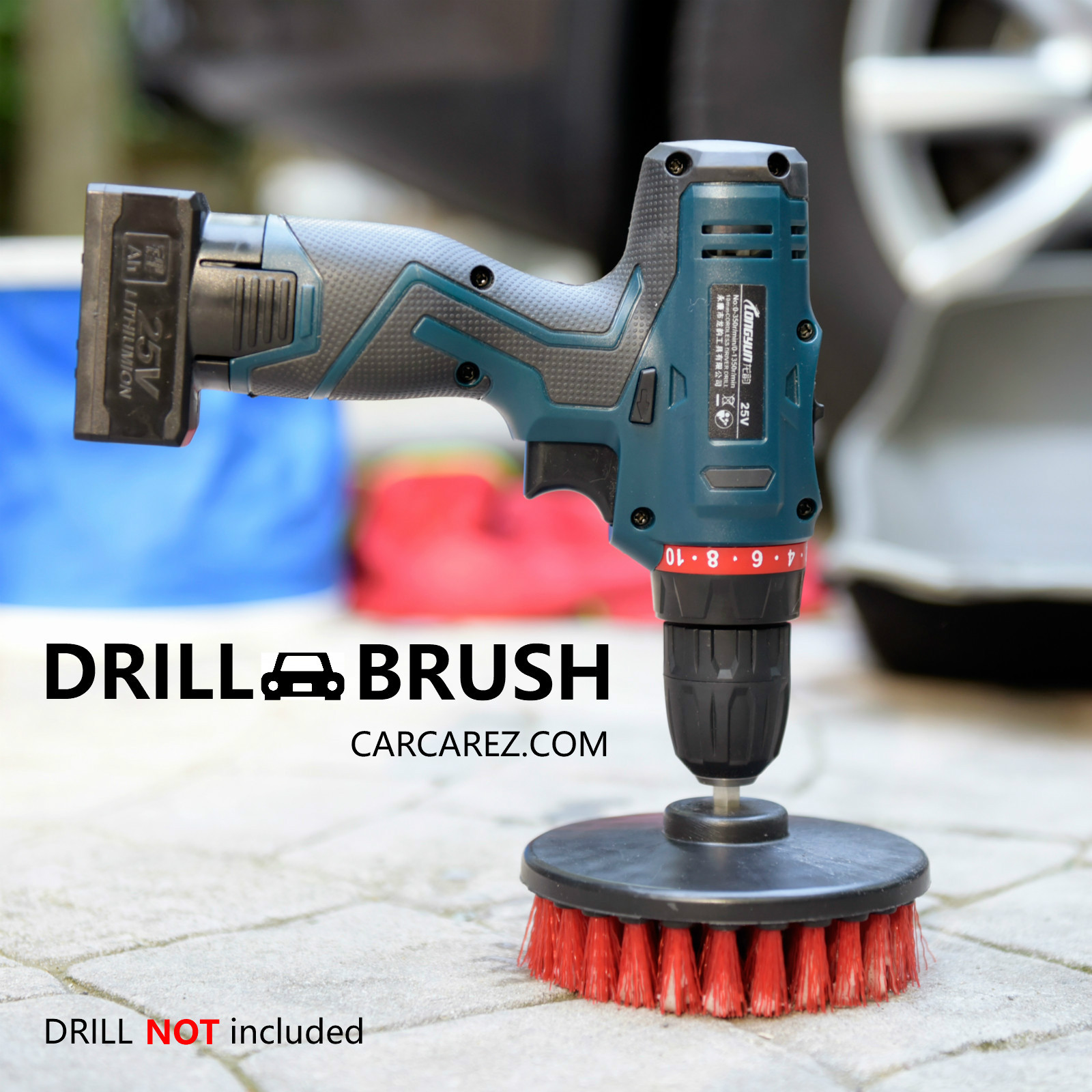 (2-Pack) 5 inch drill brush Heavy & Medium scrub combo car wall tile clean