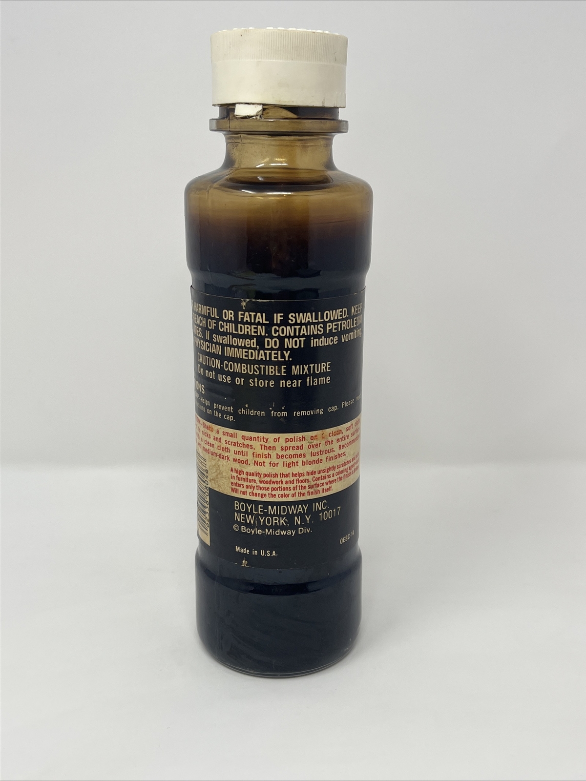Vintage Old English Scratch cover Furniture Polish Glass Bottle