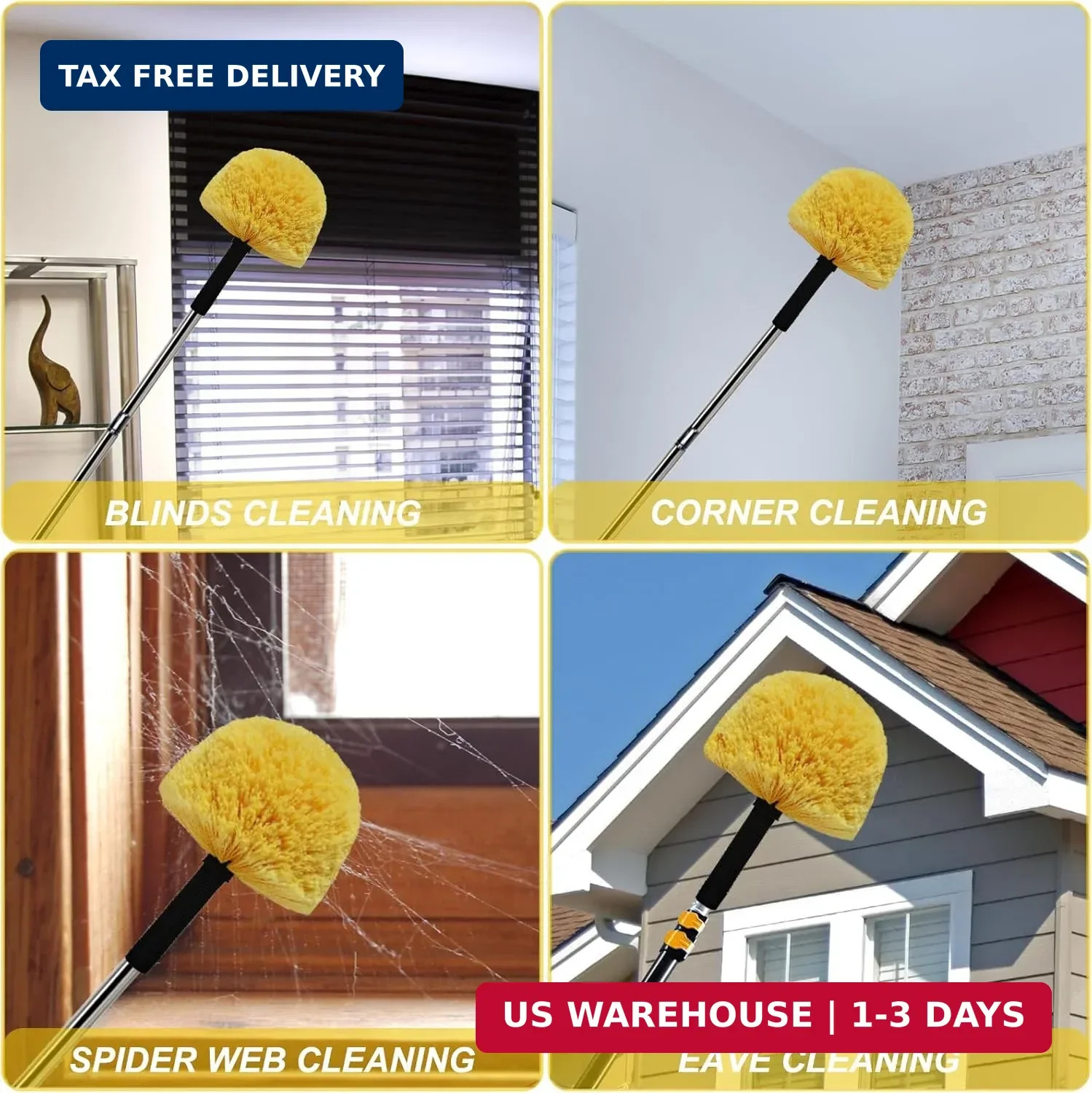 2 Pack Twist-On Cobweb Duster Head Brush – Efficient Indoor & Outdoor Spider Web