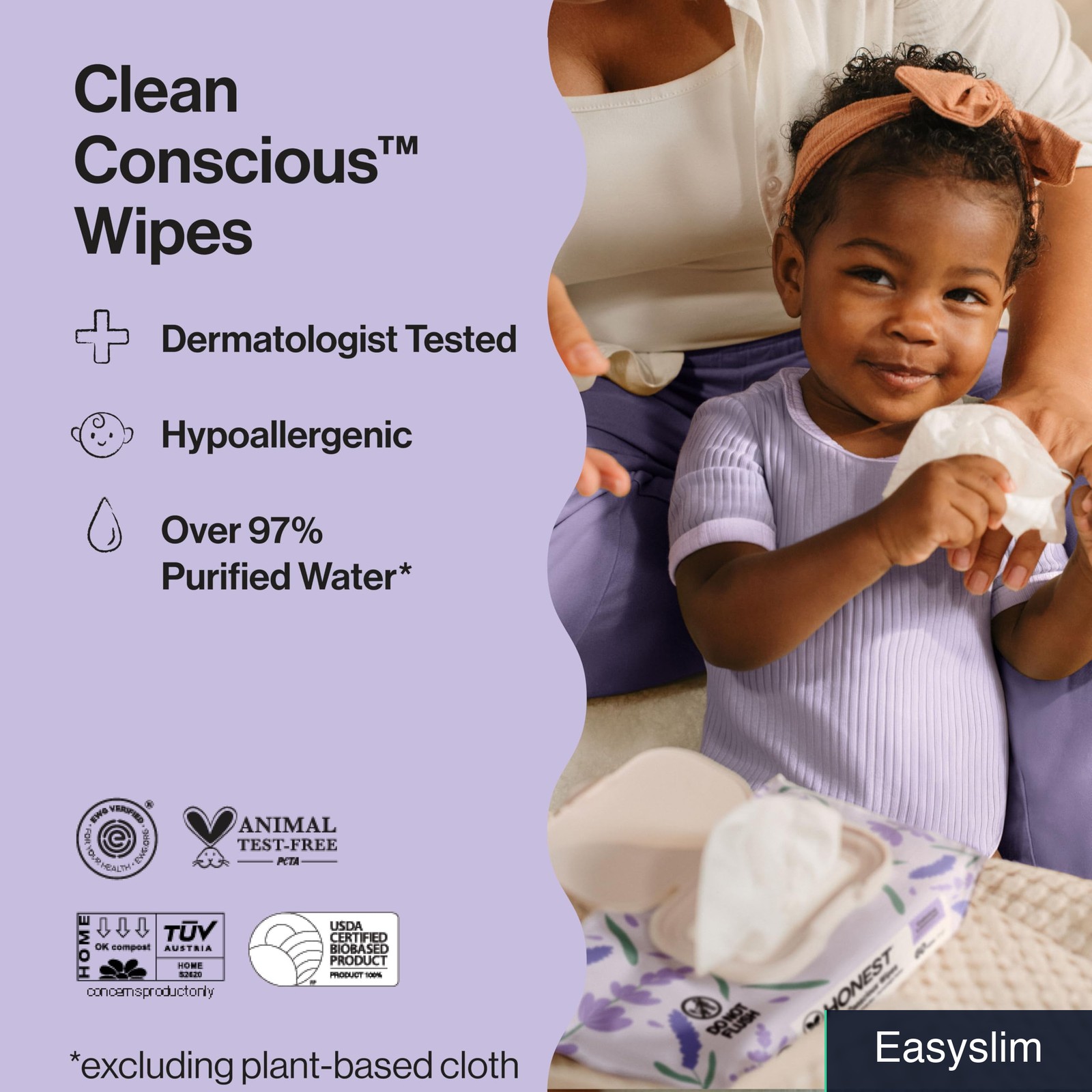 Plant-Based Cleansing Wipes, Lavender Scent, 240 Count, Extra Large