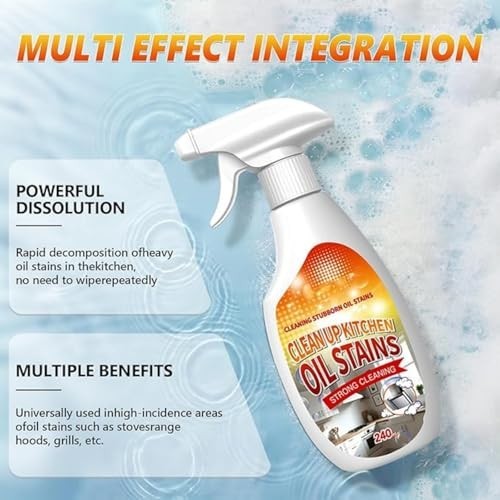 Heavy Duty Kitchen Cleaner Spray – Multi-Purpose Oil Stain Remover 240ml/8.45oz