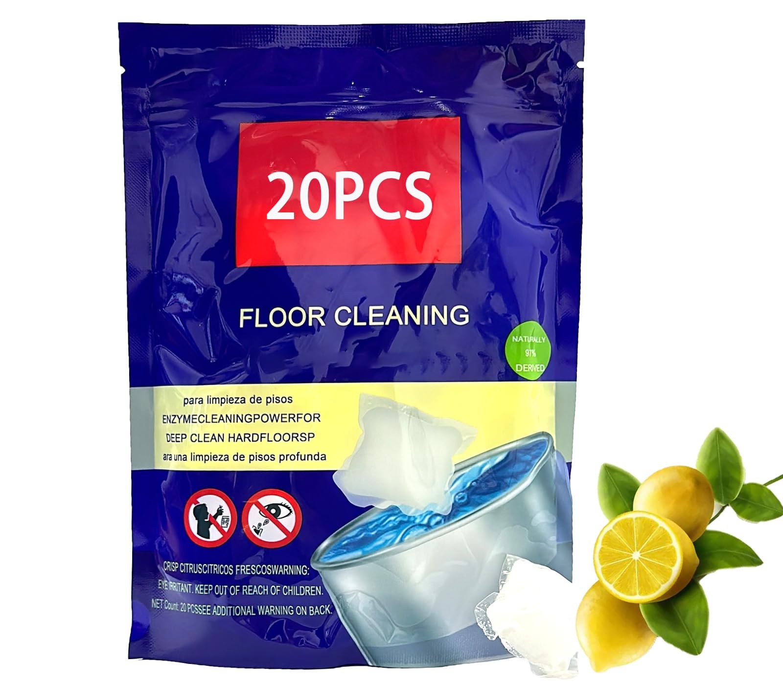 Hard Floor Cleaner,Lemon Scent 20 Count (1Pack) Made From Natural Ingredients…