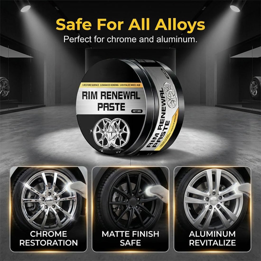 Rim Renewal Paste for Car Wheel Scratch Care, 30/50/80g | Hub polishing paste