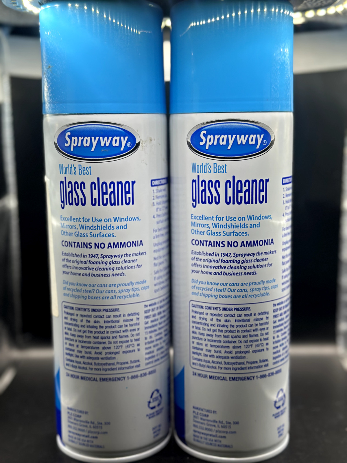 Sprayway Glass Cleaner Foaming Aerosol Spray, 19oz, Pack of 2