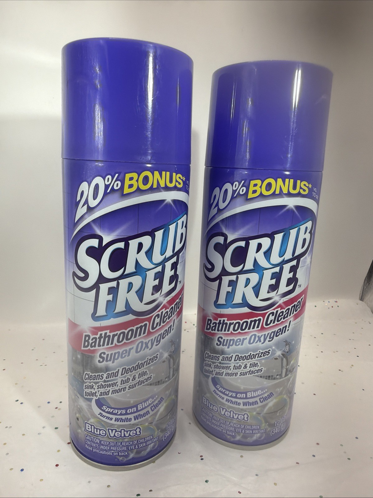 Scrub Free BATHROOM CLEANER Super Oxygen Cleans Deodorizes TURNS BLUE 12oz 2 Pk