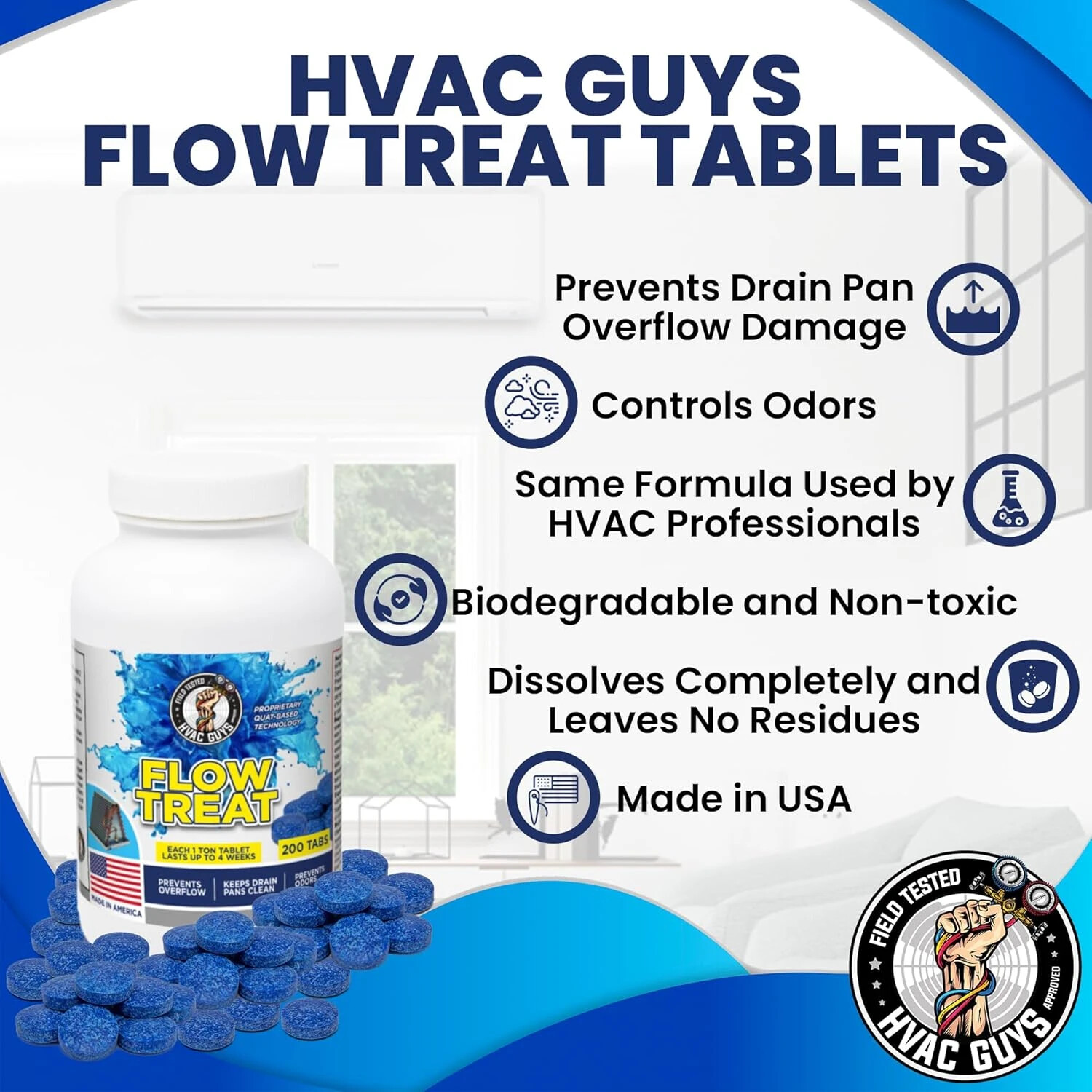 HVAC GUYS – Flow Treat Tabs – 200 Tablets | AC Drain Line Cleaner | Prevents …