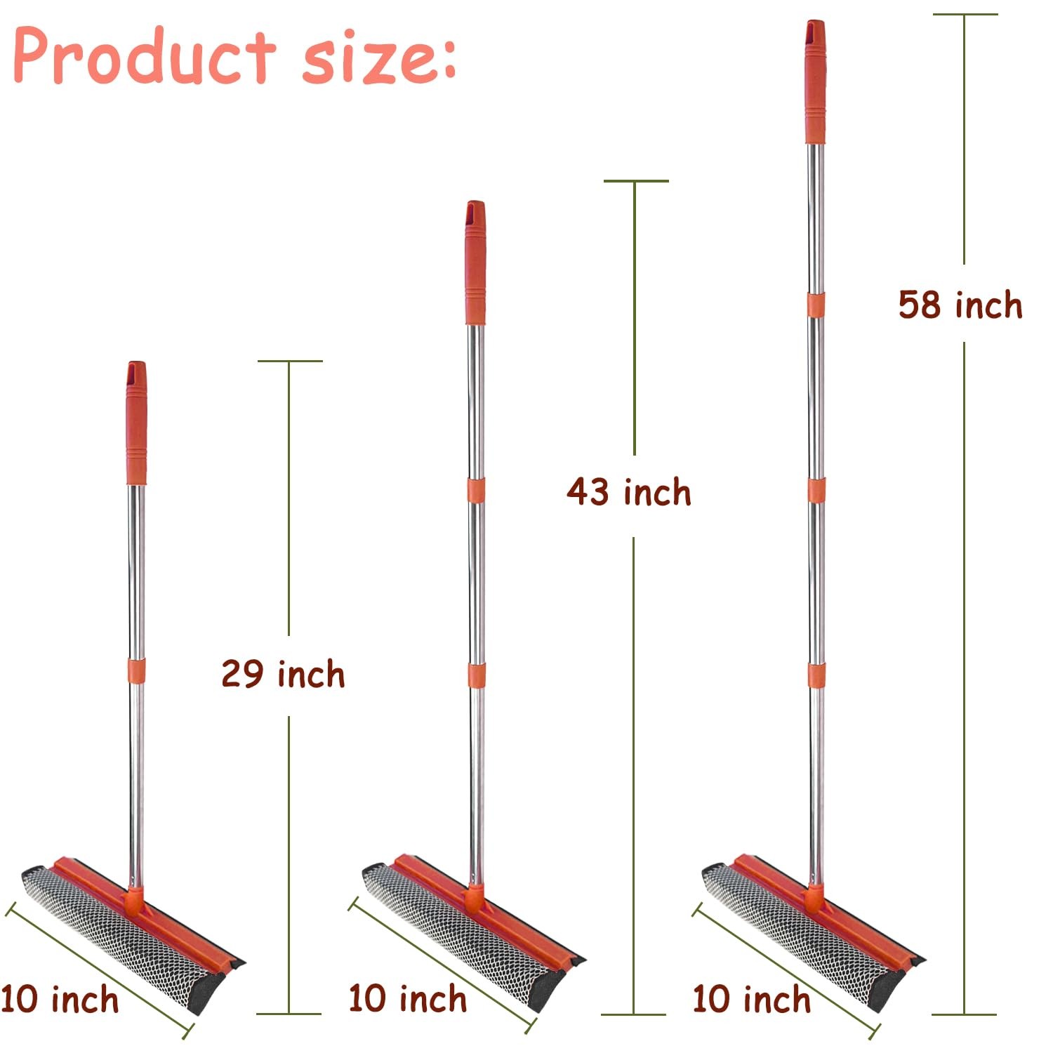 62 Inch Telescopic Window Squeegee Cleaner Window Washing Equipment for Home Car