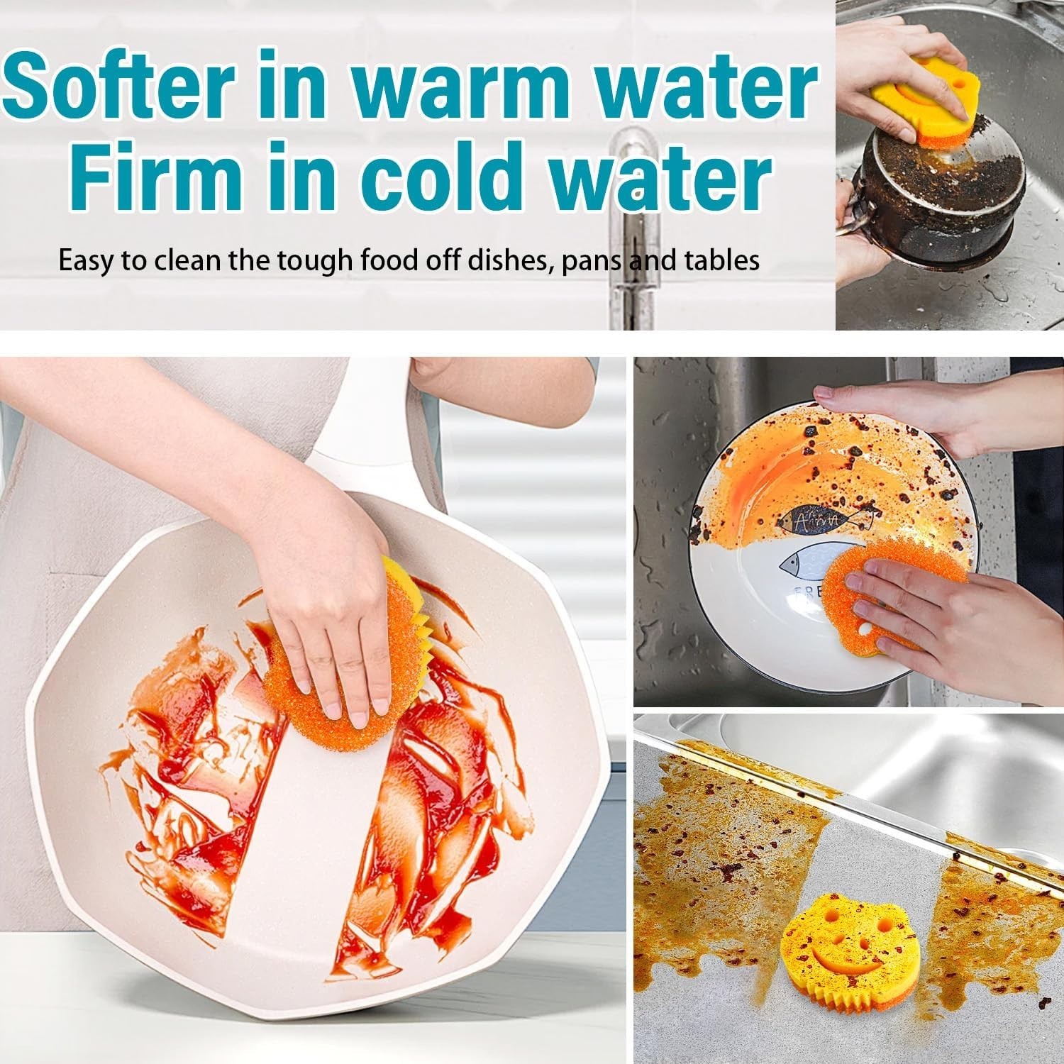 Versatile 5 Pack Scrub Sponges – Temperature Controlled for Optimal Cleaning