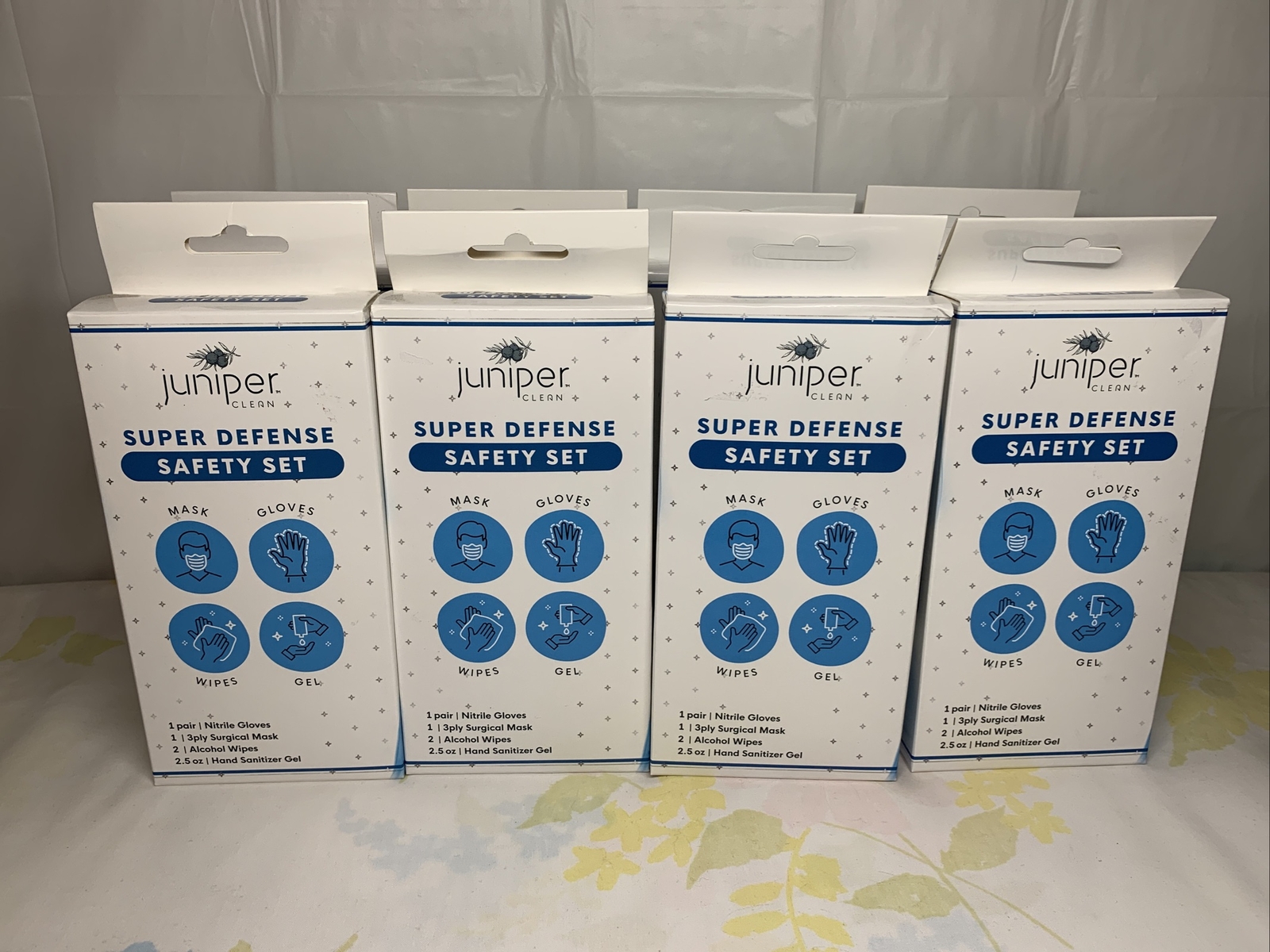 Juniper Safety Set Mask Gloves Wipes Wipes Gel Lot Of 8 Super Defense Clean