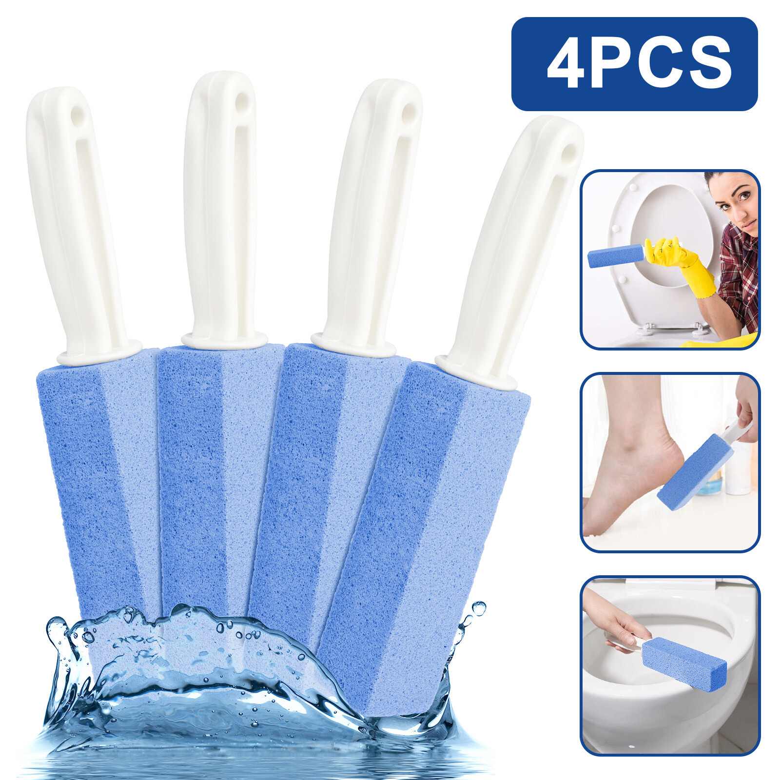 4 PCS Pumice Stone Cleaning Heavy Duty Handle Toilet Scouring Stain Remover Tool