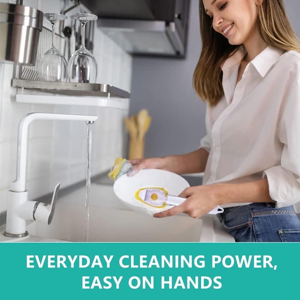 Durable Antimicrobial Dishwand Sponge Refills – 12 Non-Scratch Heads Included