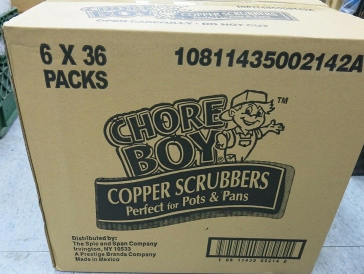 LOT OF 6 CHORE BOY COPPER SCRUBBER 100% COPPER DISPLAY BOXES 36 COUNT- 216 Count