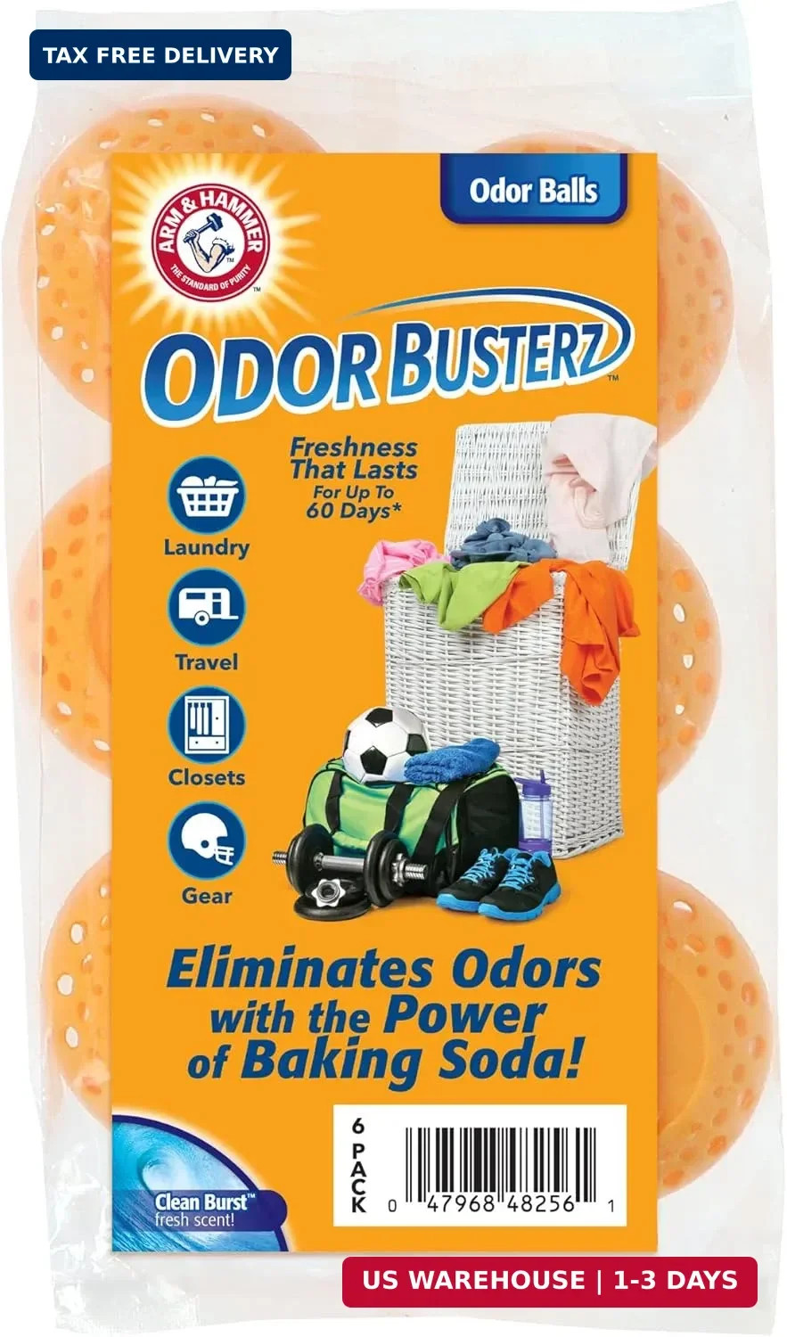 Arm & Hammer Odor Busterz Balls Deodorizer – 6 Count Orange Scented with 3 Count