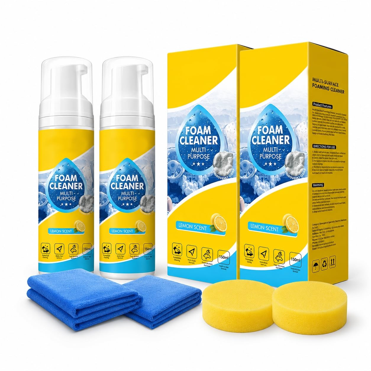 4-in-1 Multi Foam Cleaner 10oz, Multifunctional 10 Fl Oz (Pack of 1), Yellow