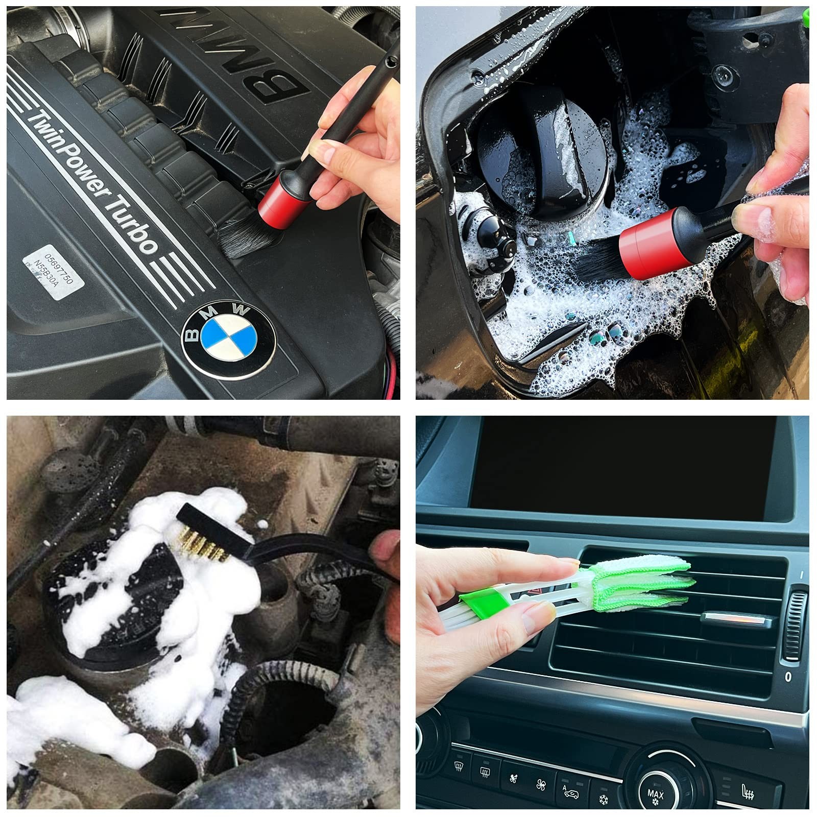 10pcs Auto Car Detailing Brush Set Car Interior Cleaning Kit Includes 5 Boar Hai