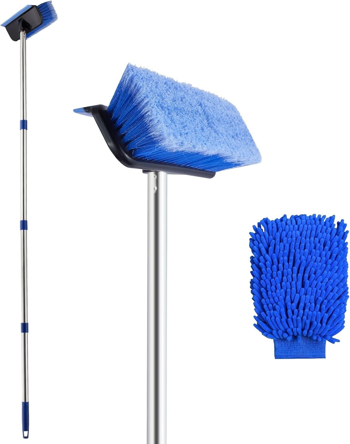 60″ Car Wash Brush with Long Handle, Soft Bristle Washing Standardd, Blue