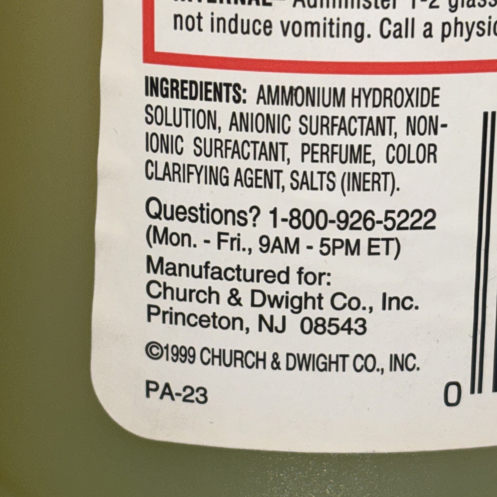 Vintage 1999 Parsons Lemon Fresh Ammonia Cleaner 28 Oz Full Bottle NOS