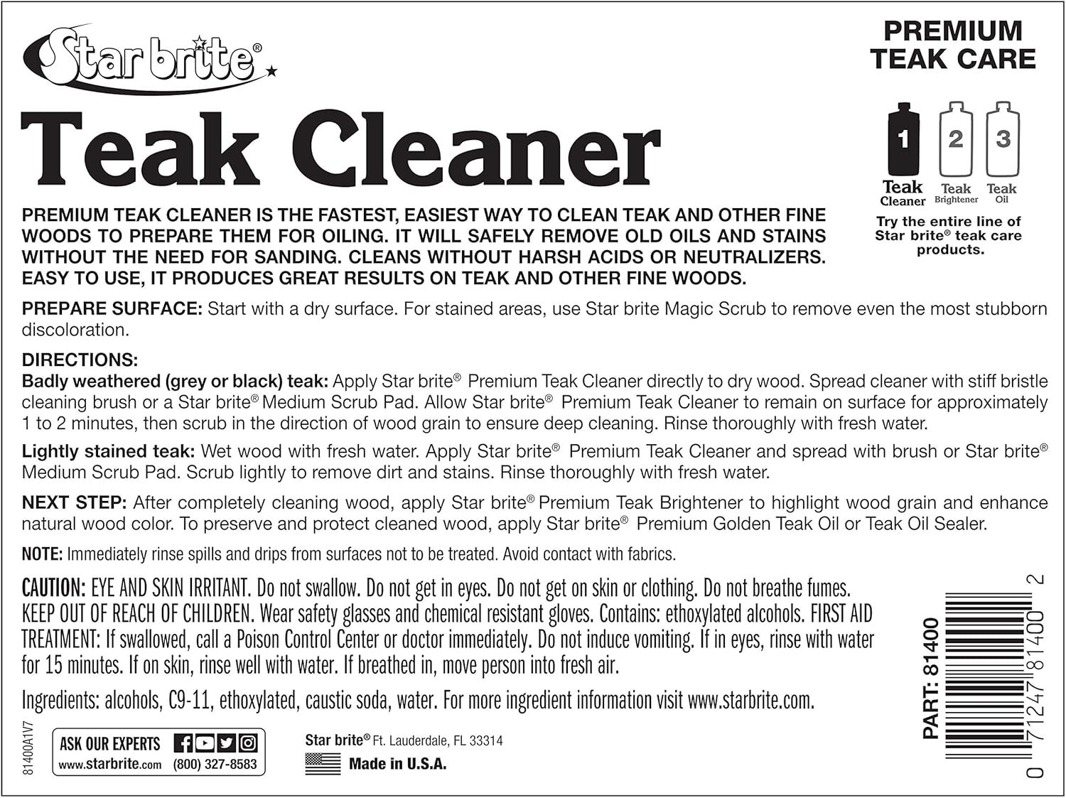 Multi-Purpose Teak Cleaner – Perfect for Wood Restoration – 128 Fl Oz