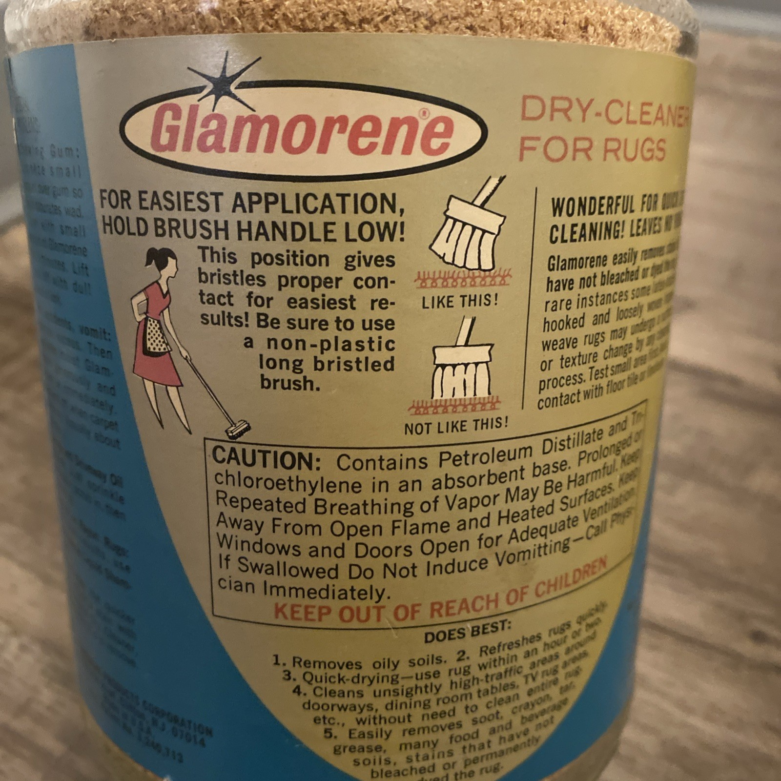 VTG Glamorene Rug Dry Cleaner MCM Household Cleaning Products 56oz Full Prop