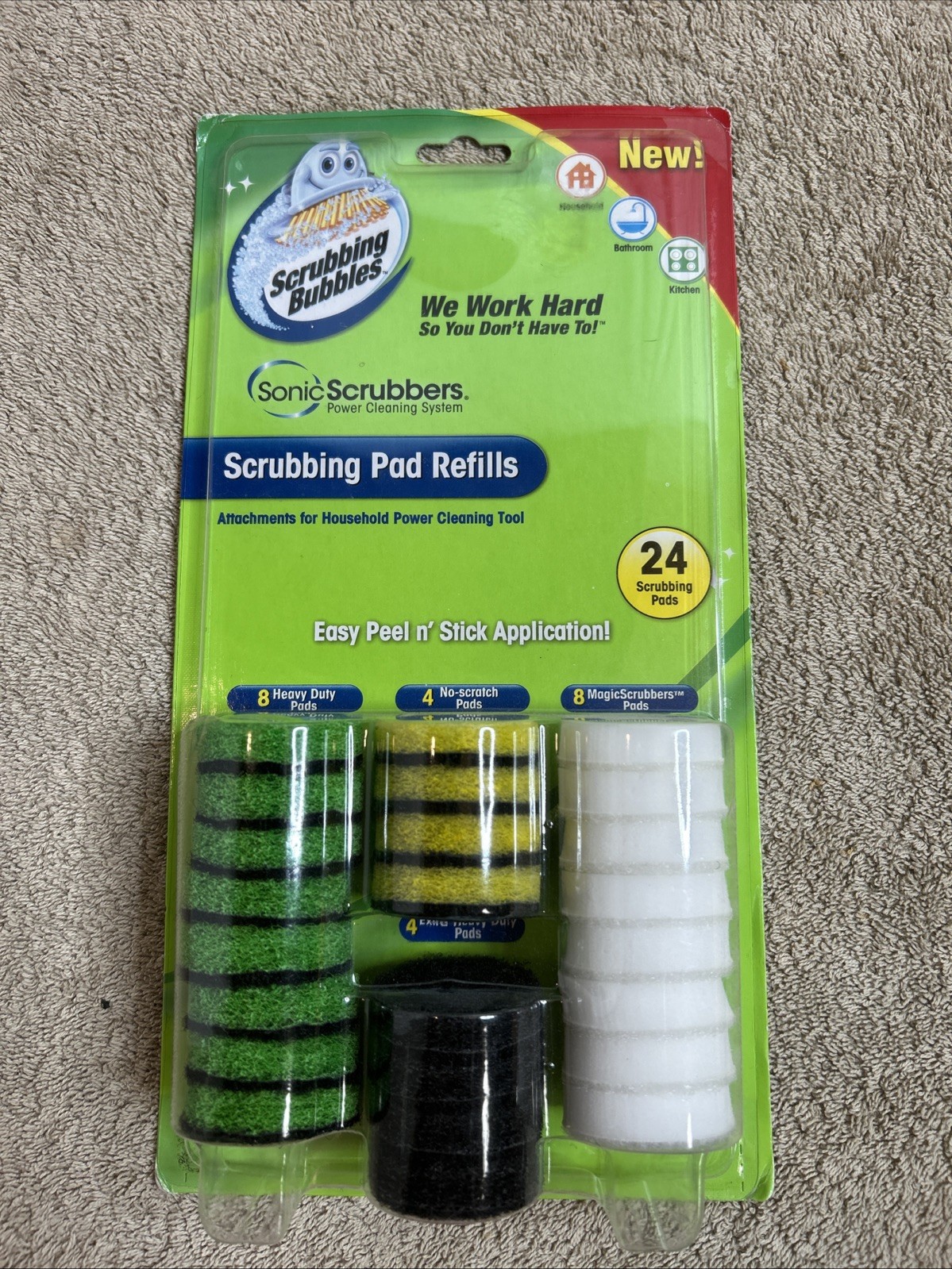 Scrubbing Bubbles Sonic Scrubbers Pad Refills 24 Count Cleaning New Sealed 113-7