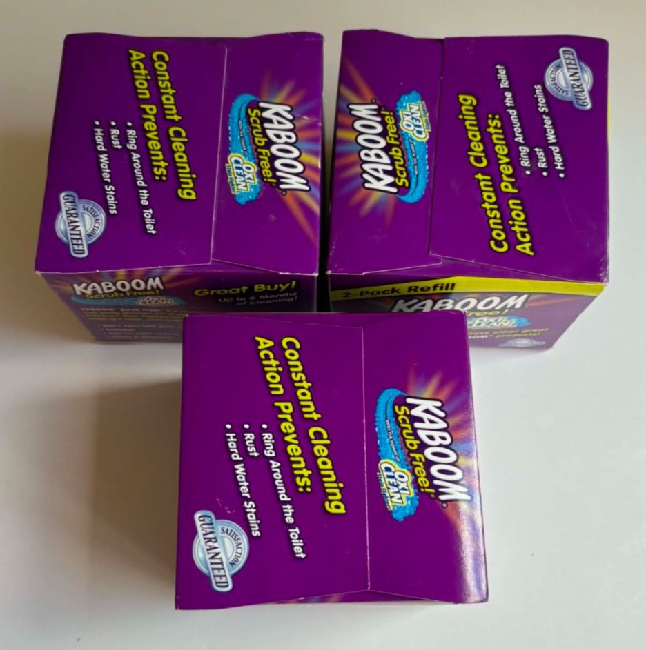 3 Kaboom Scrub Free Continuous Toilet Cleaning System Refill Pouches 2 Refill Ea