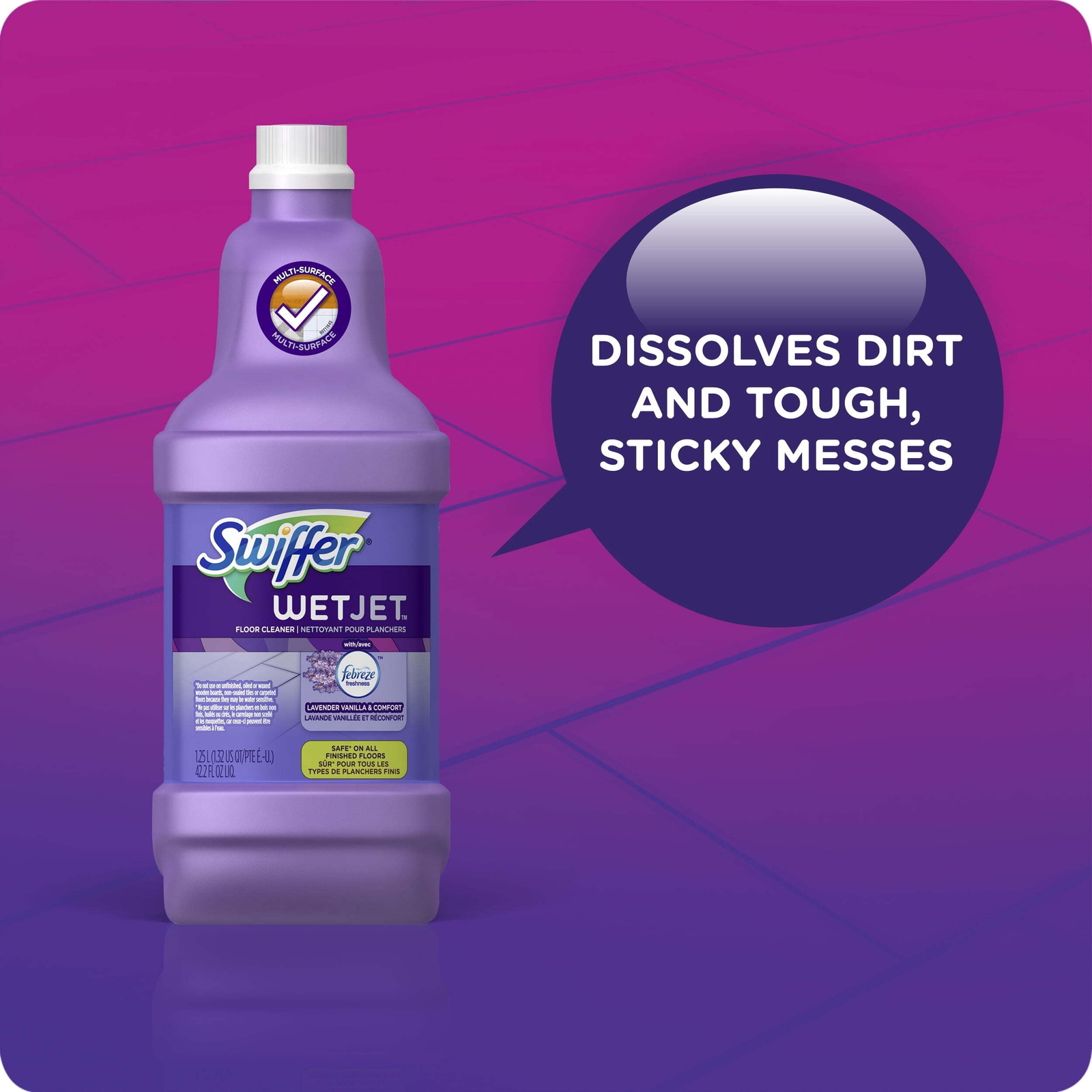 WetJet Liquid Floor Cleaner, Lavender Vanilla & Comfort, 1.25 Liter (2 Pack)