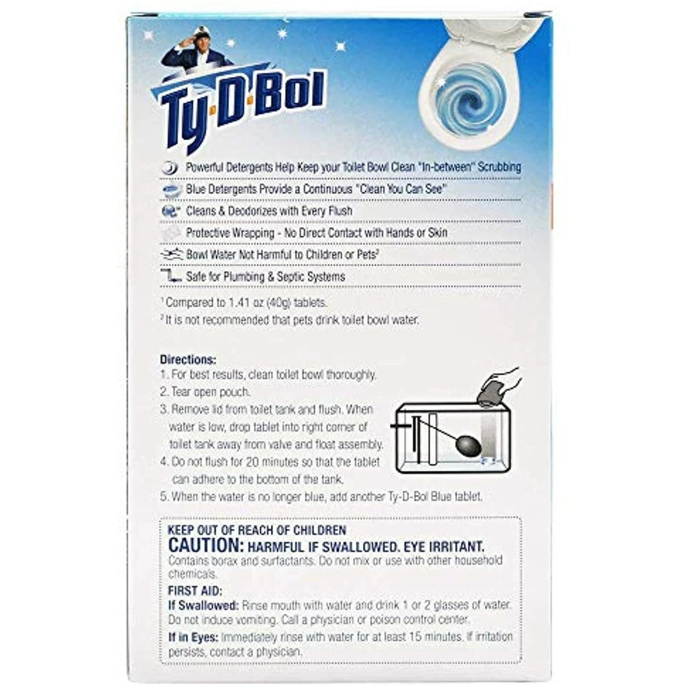 Ty-D-Bol Blue Tablets Value 5 Pack Automatic Toilet Bowl Cleaner Deodorizer Tabs