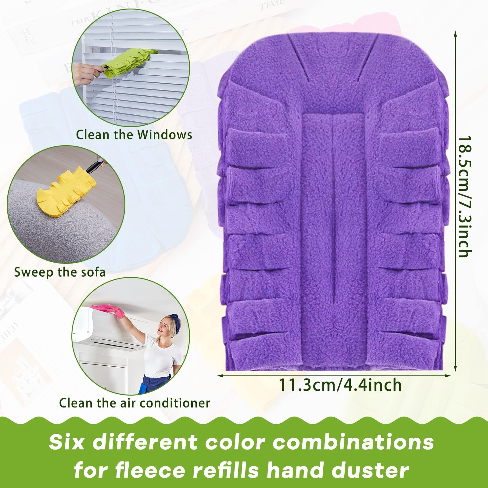 12 Pcs Reusable Fleece Duster Refills – Multi-Surface Washable Cleaning Pads