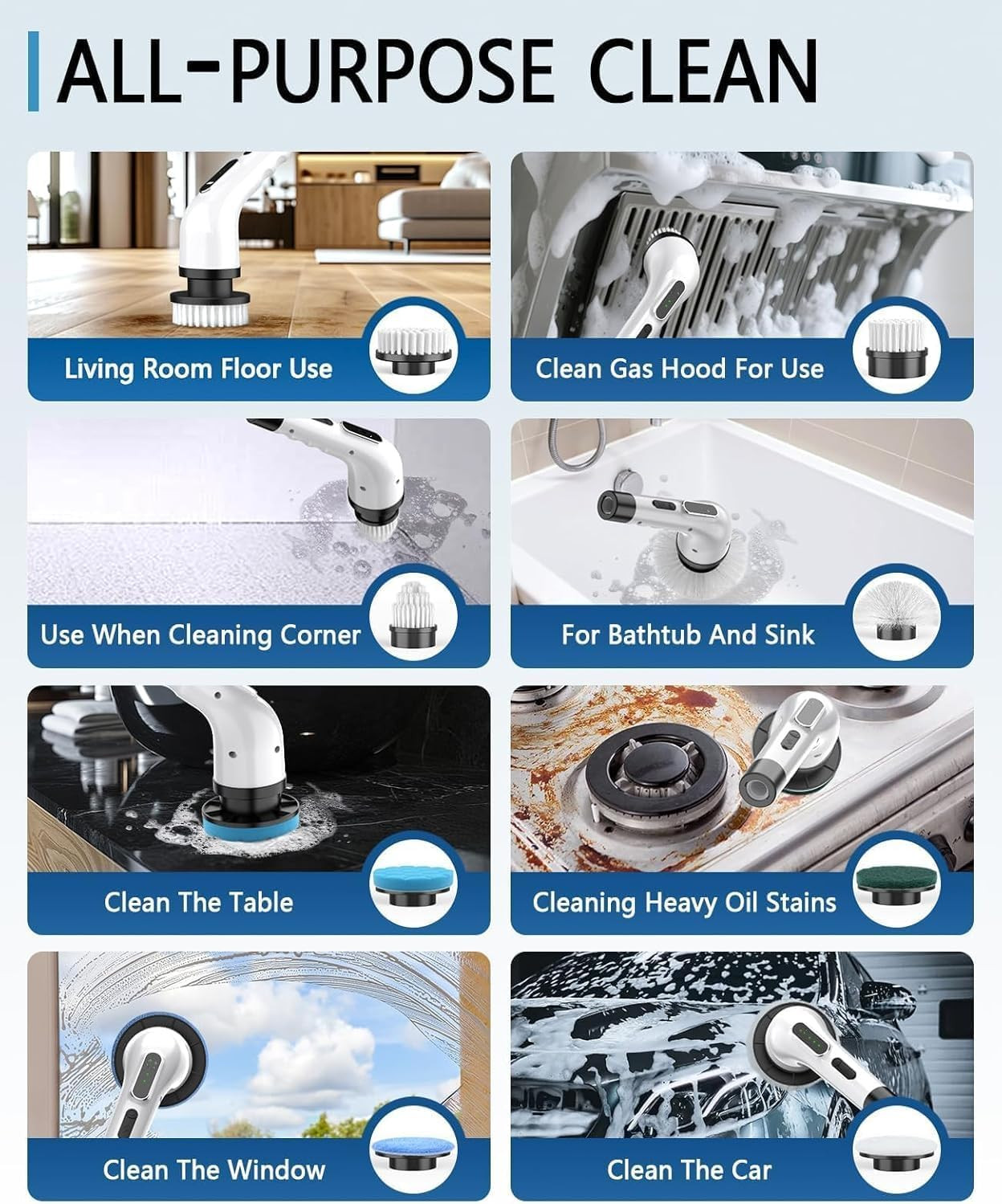 Electric Spin Scrubber for Cleaning Bathroom, Shower Scrubber Cordless Cleaning