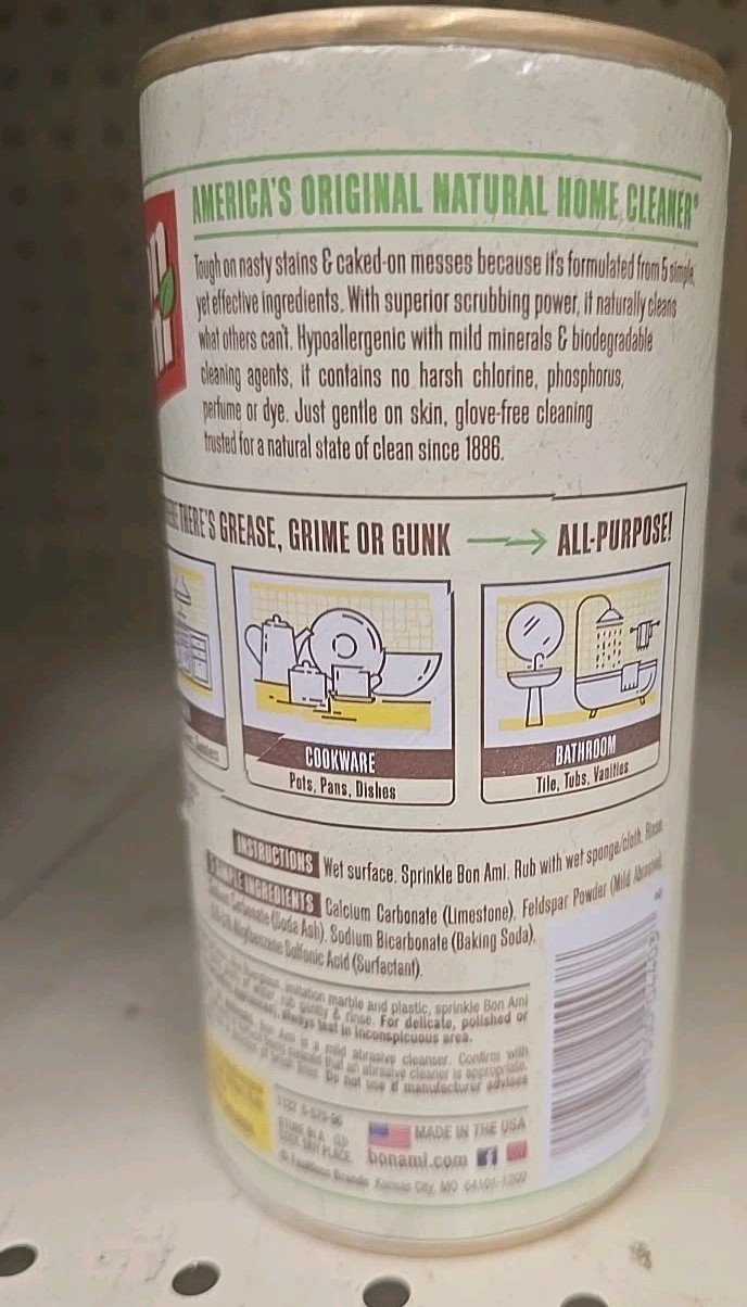 Bon Ami POWDER CLEANSER 14 oz. No Scent Cleaner Kitchen Bath Surfaces USA MADE