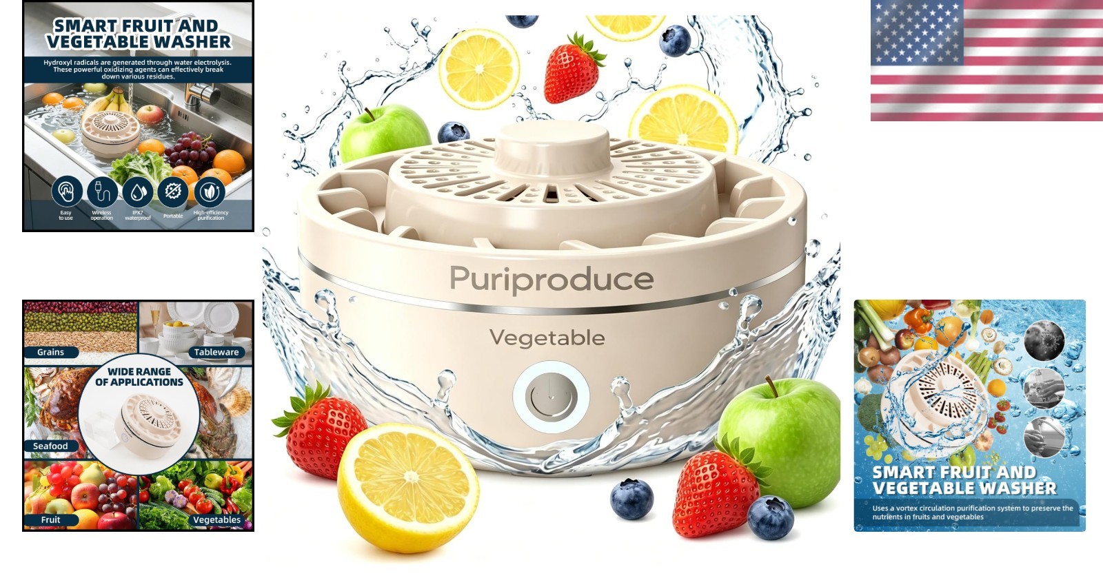 10-Minute Produce Washer – Compact, Rechargeable & Travel-Friendly Food Cleaner