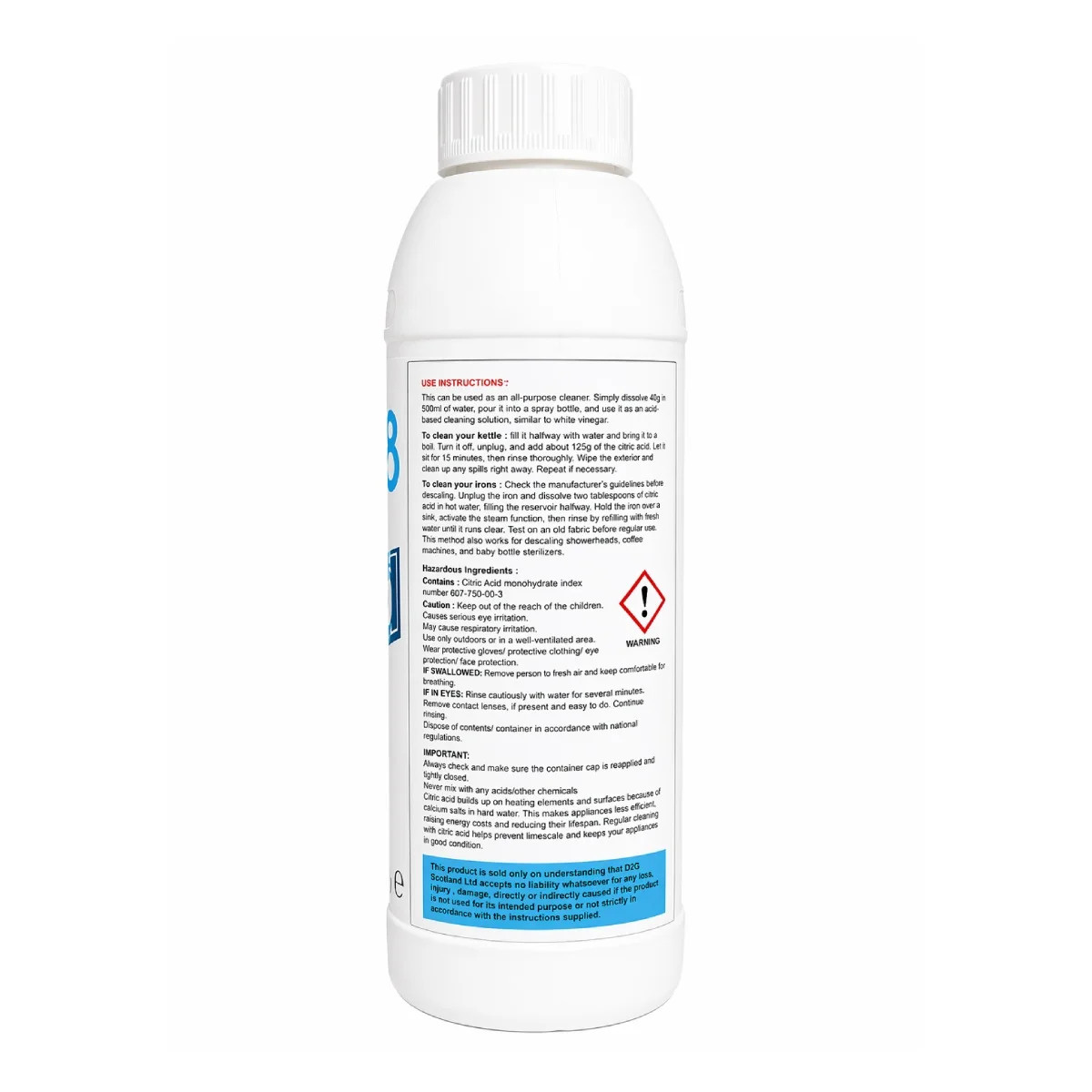 Citric Acid 500g Multi-Purpose Descaler Cleaner Removes Limescale Kettles