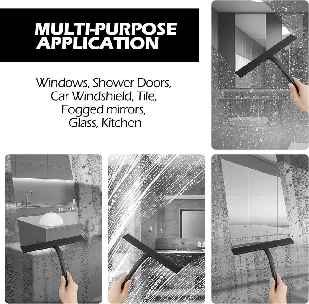 Silicone Squeegee Streak Free Glass Cleaner Shower Mirror Tile Car Window