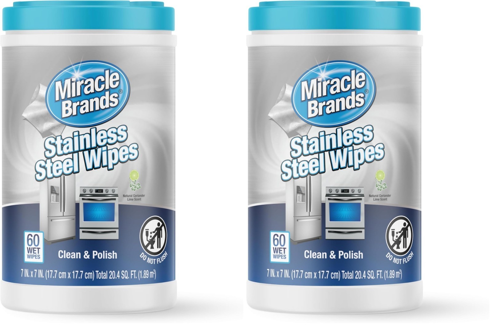 Stainless Steel Cleaning Wipes – 60 Count Pack of 2 for Kitchen & Appliances, Re