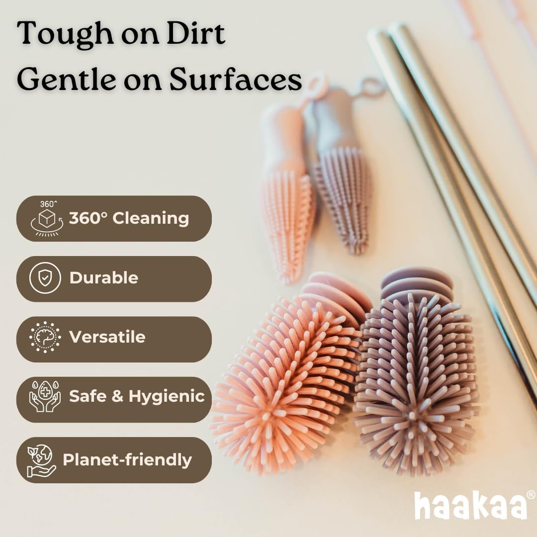Silicone Cleaning Brush Kit for Bottles & Crevices – Food-Grade, Dishwasher Safe